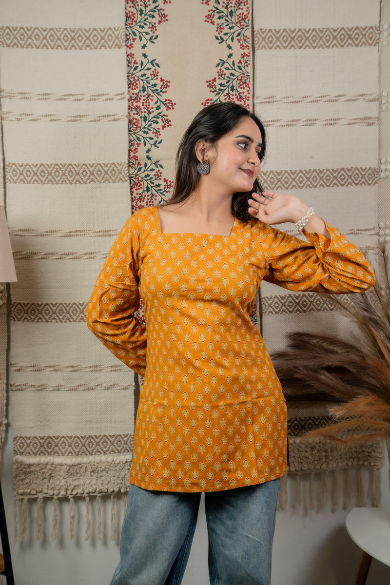 Veerja Mustard Back-Tie Kurti