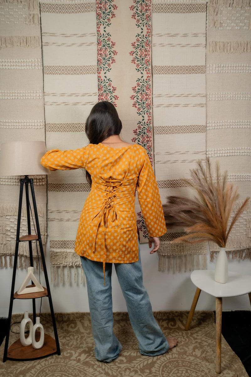 Veerja Mustard Back-Tie Kurti