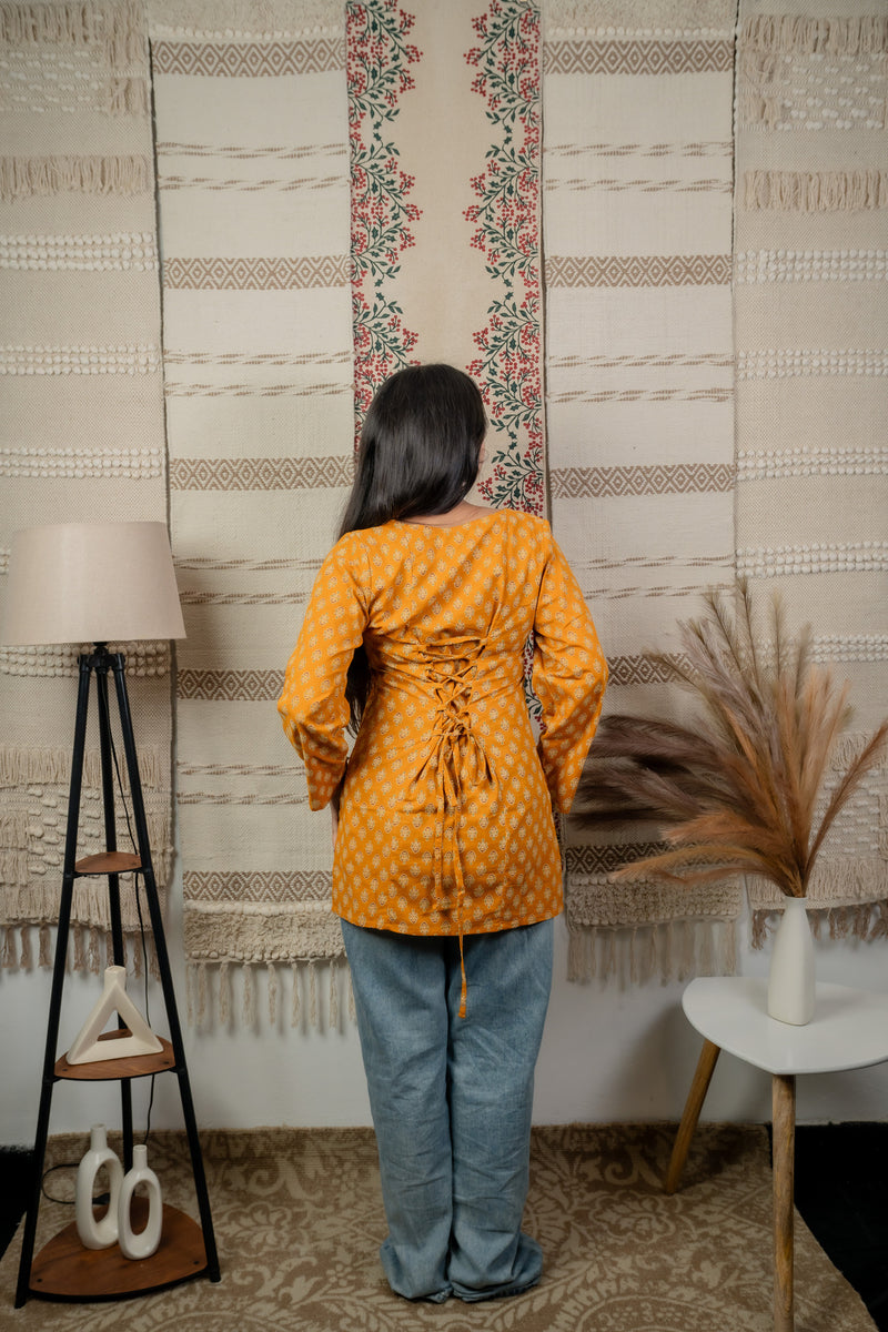 Veerja Mustard Back-Tie Kurti