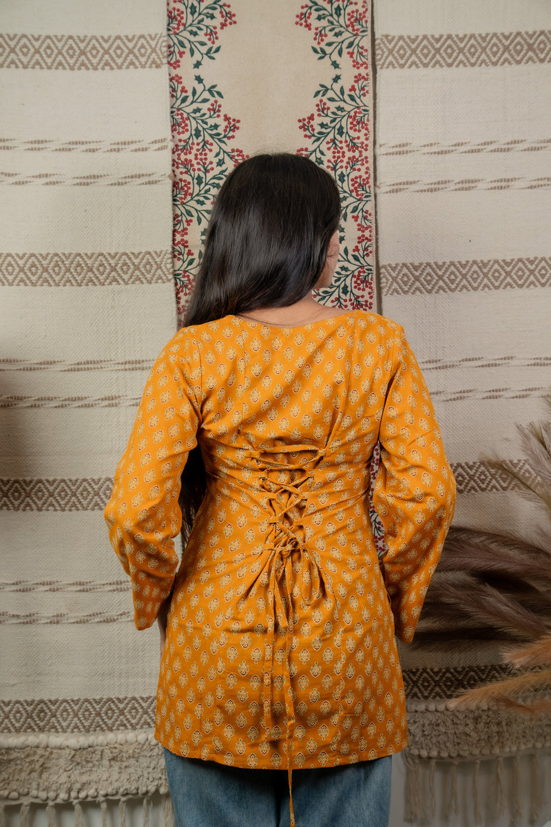 Veerja Mustard Back-Tie Kurti