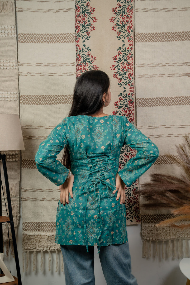 Veerja Green Back-Tie Kurti