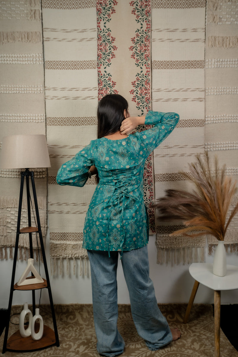 Veerja Green Back-Tie Kurti