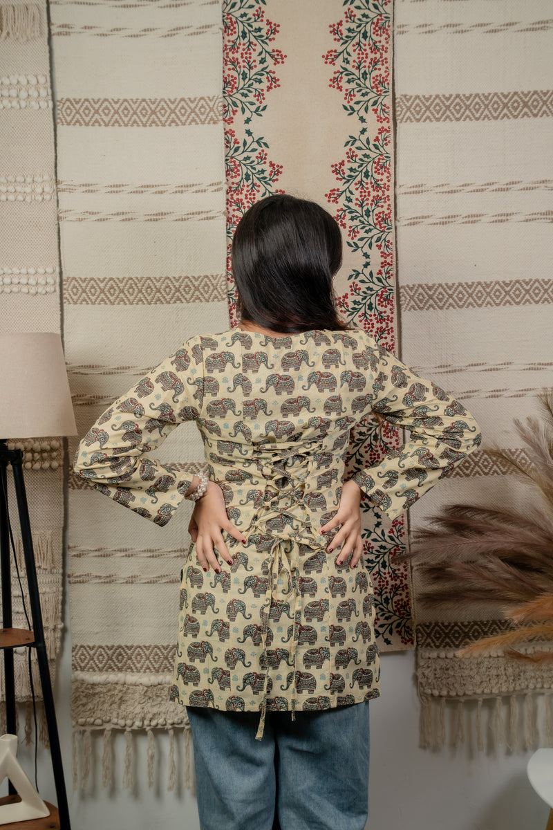 Veerja Creme Back-Tie Kurti