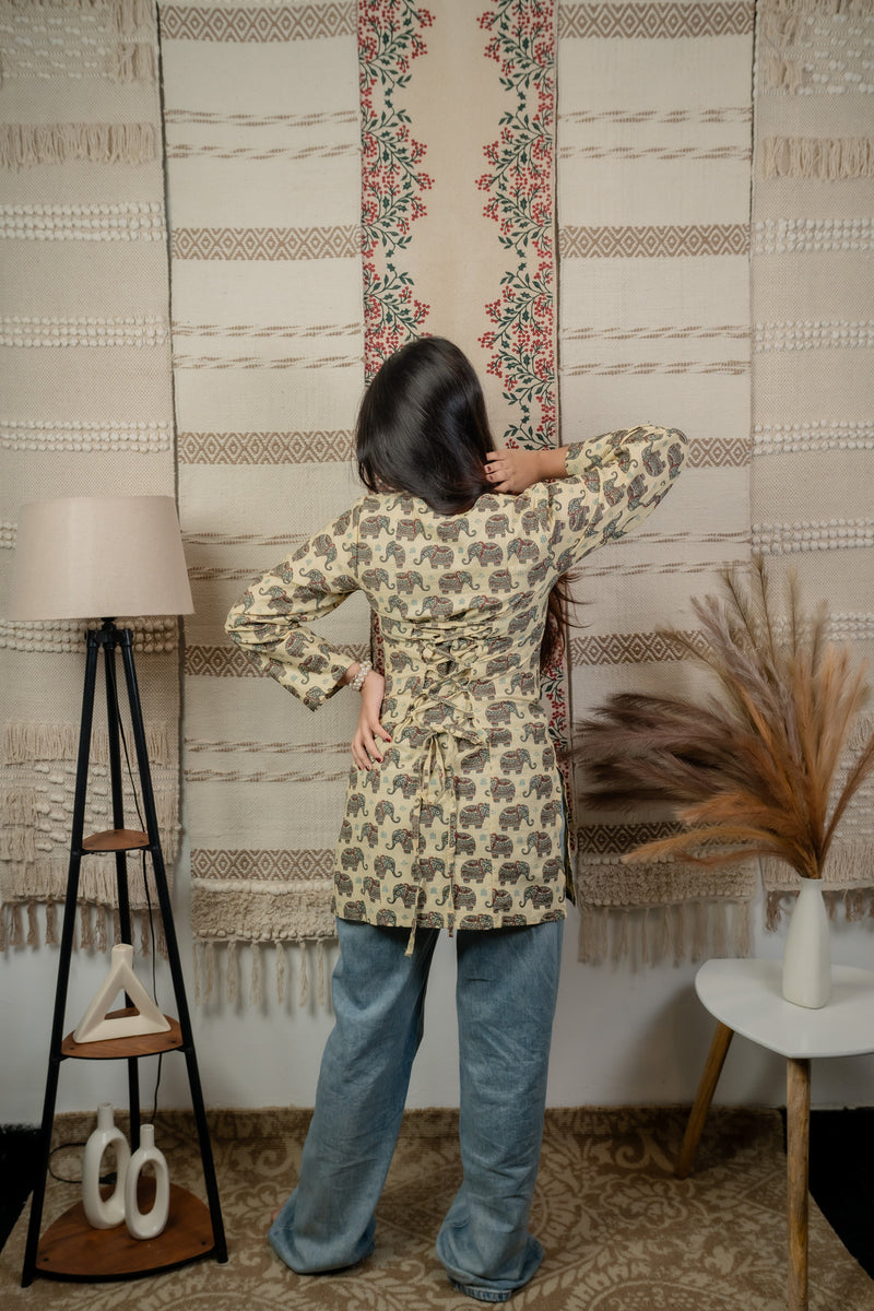 Veerja Creme Back-Tie Kurti