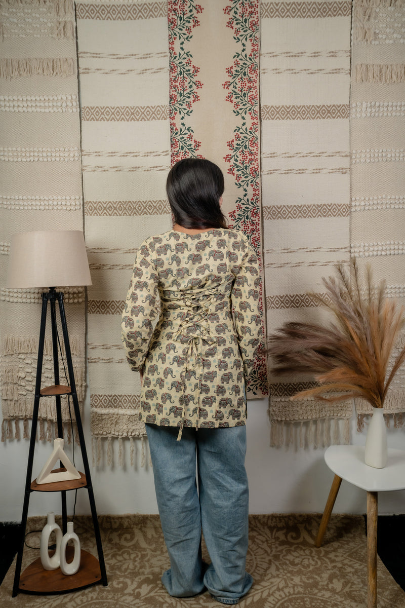 Veerja Creme Back-Tie Kurti